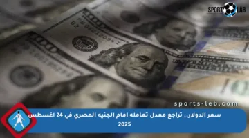 سعر الدولار.. تراجع معدل تعامله أمام الجنيه المصري في 24 أغسطس 2025